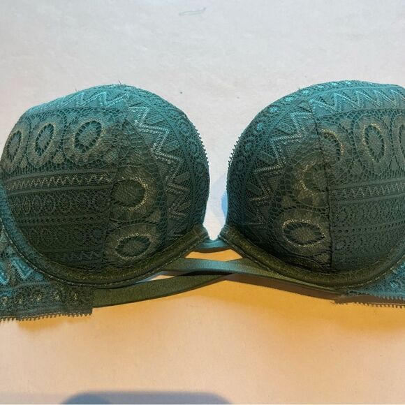 Aerie Bra Push Up Demi Lace Blue/Green Size 32B - Picture 6 of 7